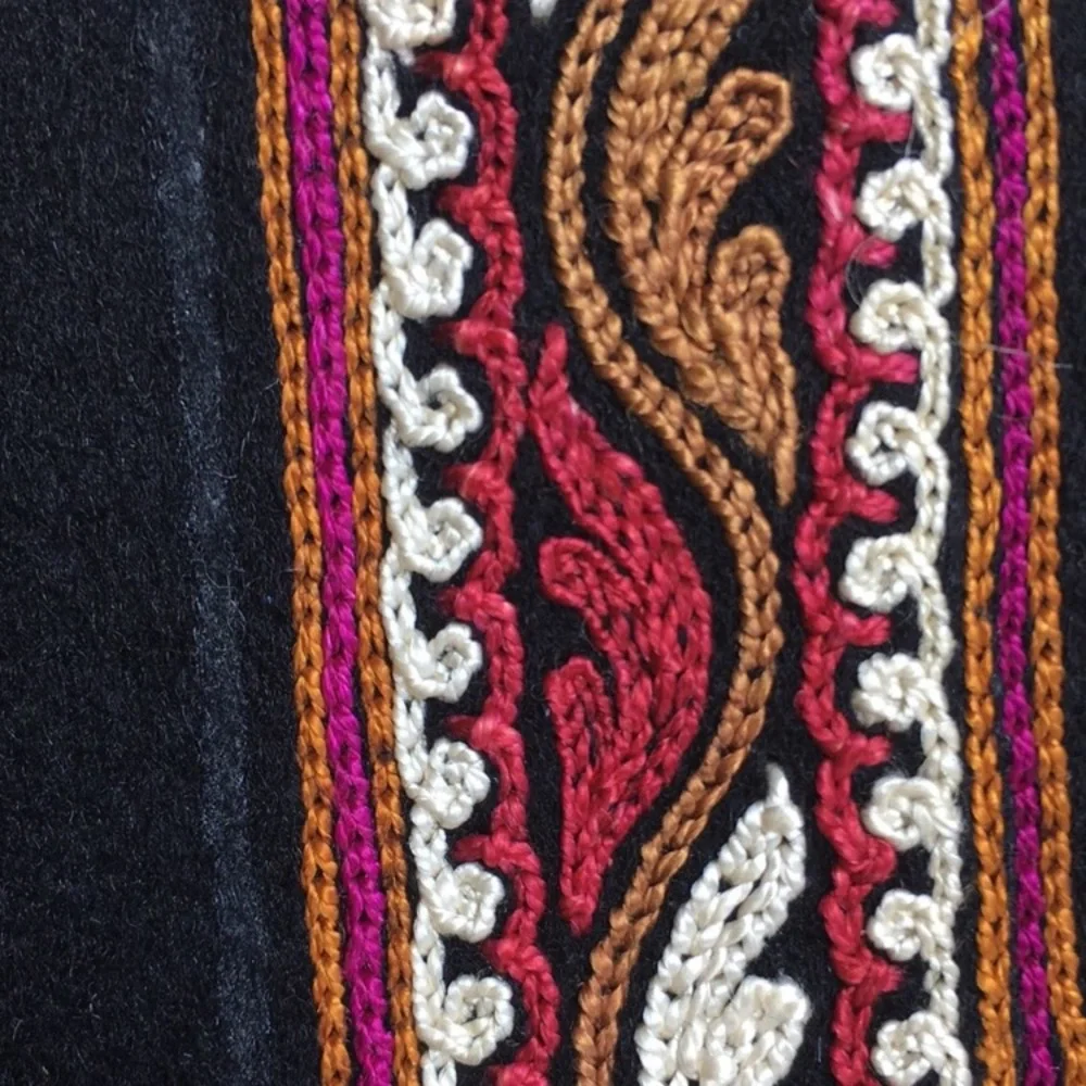 Vintage pair of hand embroidered pieces, for slippers (?)